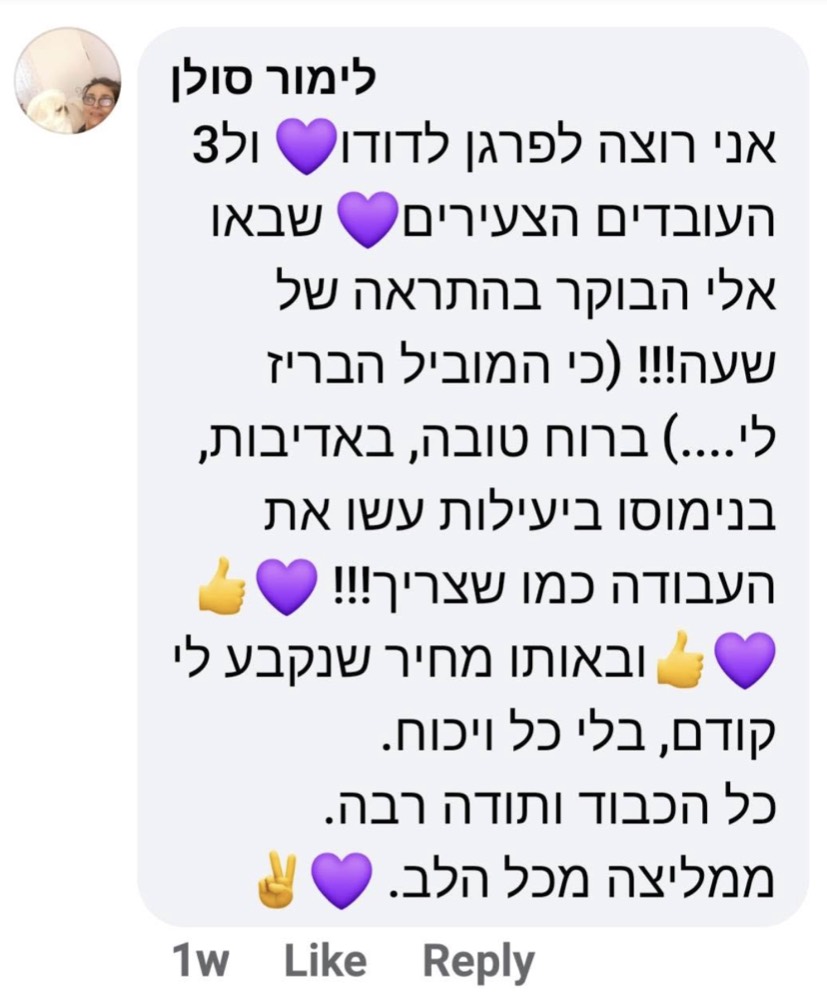 המלצה של לימור סולן על הובלות דודו